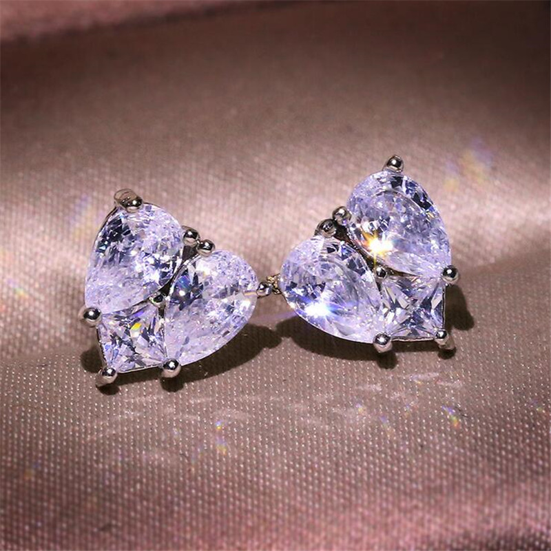 Sparkg Sterg Sier Water Drop White Topaz CZ Dia Stud Earrings for Women dh5727163