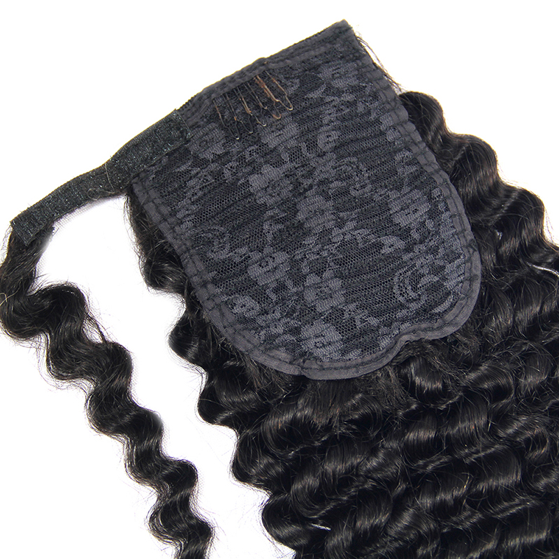 Clip in Ponytail Extension Long Straight Kinky Thick Curly Hair Fluffy Pony Tail Wrap Around 24 Inch - Black