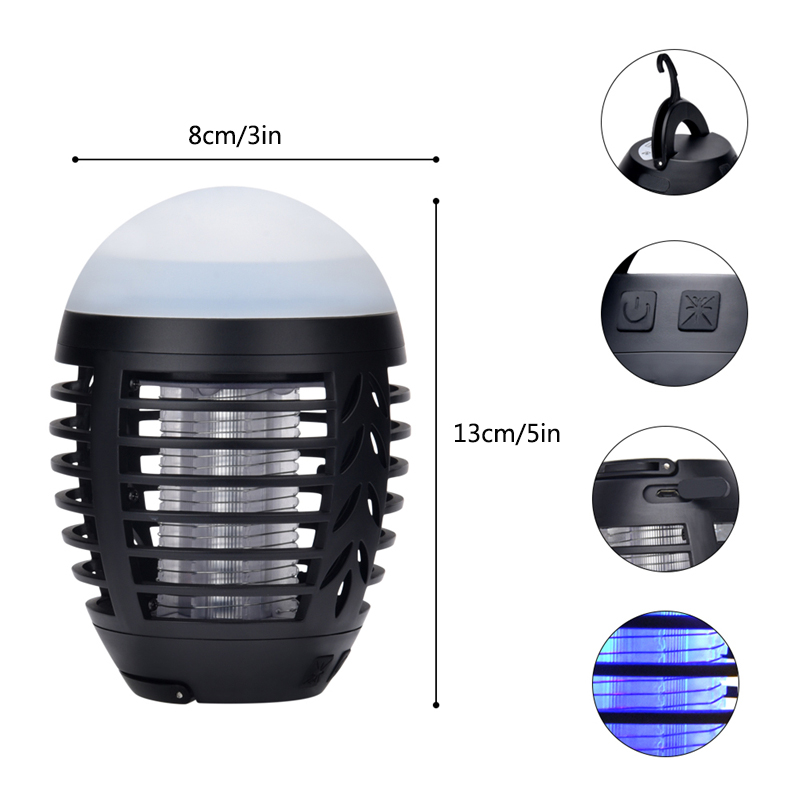 Mosquito Killer Fly Bug Catcher Lamp Outdoor Electric Waterproof Summer Camping Killer Trap Lantern USB Charging Anti Mosquito