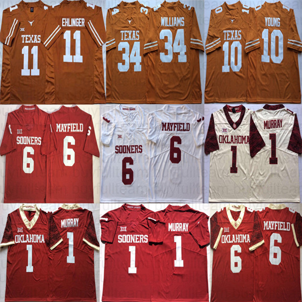 Baker Mayfield Kyler Murray Oklahoma Sooners Sam Ehlinger Vince Young Earl Campbell Ricky Williams Texas Longhorns College Football Jerseys
Baker Mayfield Kyler Murray Oklahoma Sooners Sam Ehlinger Vince Young Earl Campbell Ricky Williams Texas Longhorns College Football Jerseys