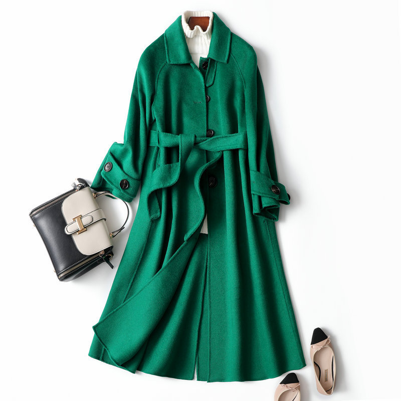 Factory direct sale double-sided cashmere overcoat women' long Korean 2019 new all-around green wool overcoat pure hand
Factory direct sale double-sided cashmere overcoat women' long Korean 2019 new all-around green wool overcoat pure hand