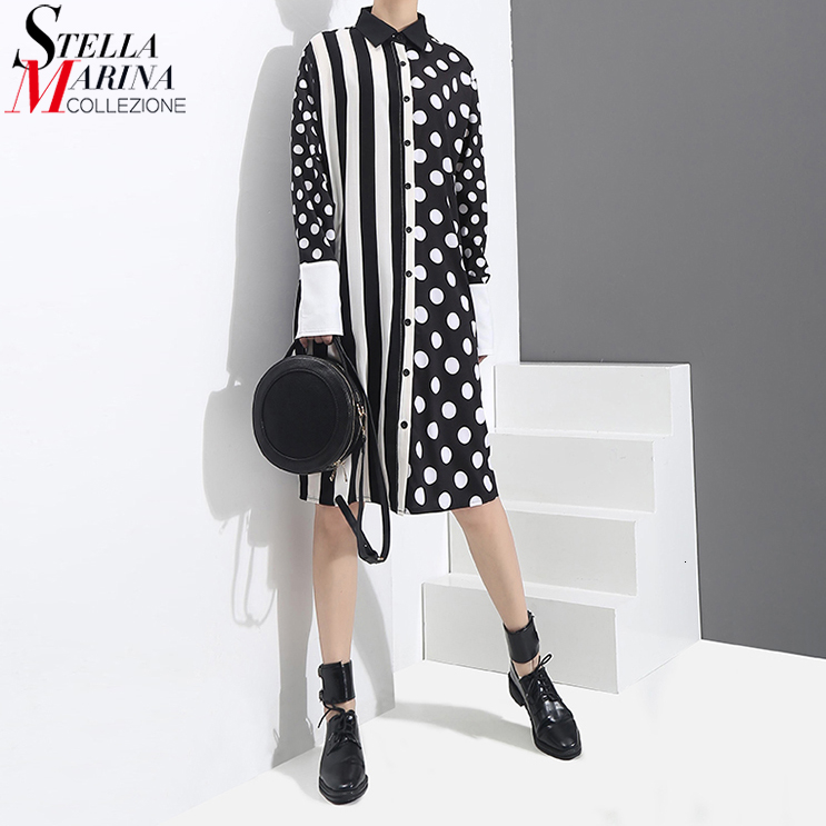 2019 Korean Style Women Autumn Black Shirt Dress Polka Dots Printed & Stripes Long Sleeve Female Casual Midi Runway Dress 3191 LY191115, 3191 black
2019 Korean Style Women Autumn Black Shirt Dress Polka Dots Printed & Stripes Long Sleeve Female Casual Midi Runway Dress 3191 LY191115, 3191 black