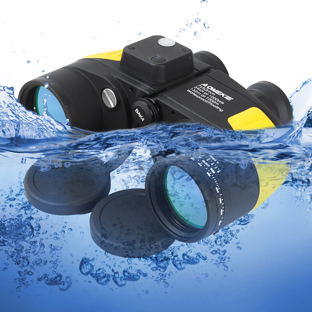 AOMEKIE 7X50 Binoculars Rangefinder Compass Hunting Boating Marine Telescope HD BAK4 Prism Folating Nitrogen Waterproof