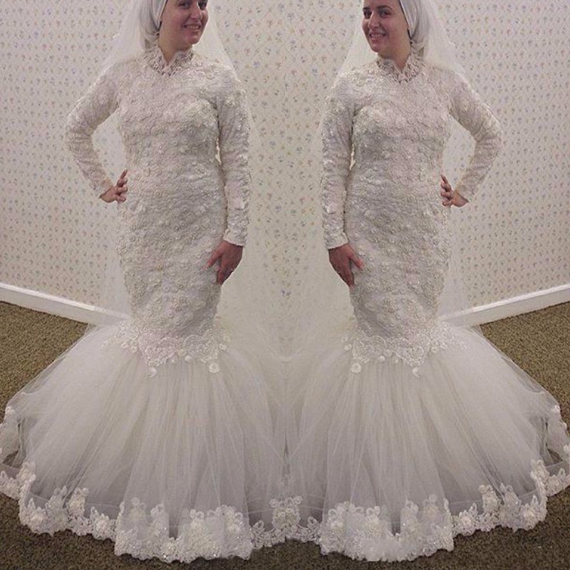 2016 New Fashion Custom Made Muslim High Neck Lace Bodice Dubai Appliques Wedding Dresses Handmade Floor-Length Bridal Gowns, Ivory
2016 New Fashion Custom Made Muslim High Neck Lace Bodice Dubai Appliques Wedding Dresses Handmade Floor-Length Bridal Gowns, Ivory