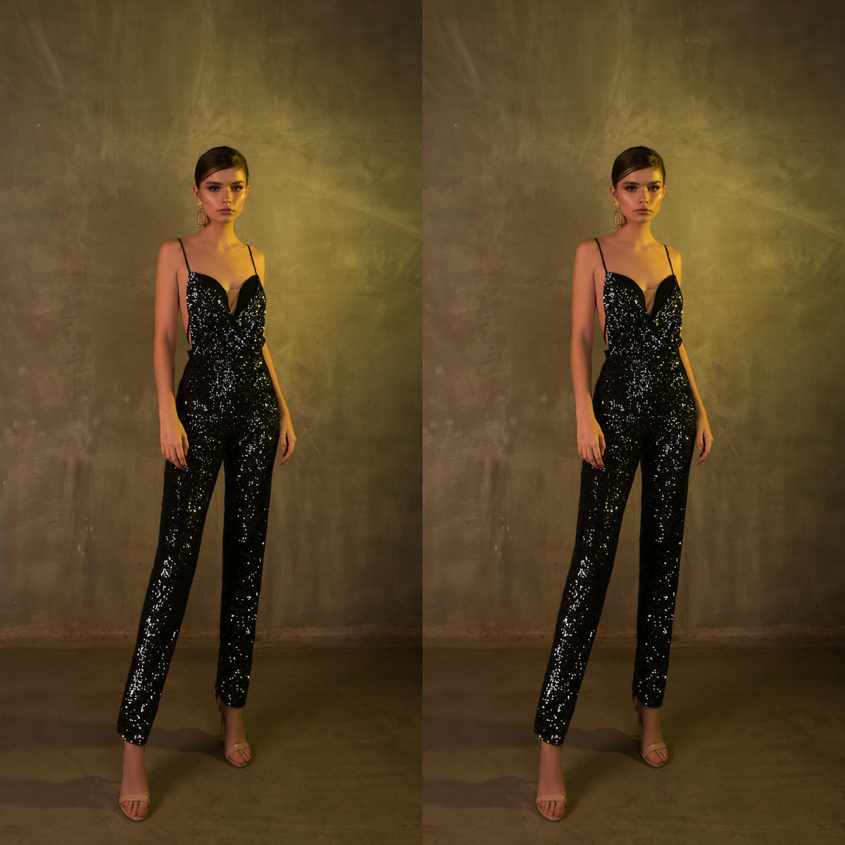 Black Sequined Berta 2019 Jumpsuits Prom Dresses Sexy Spaghetti Neck Vestidos De Fiesta Floor Length Cheap Evening Dress Formal Woman Pants