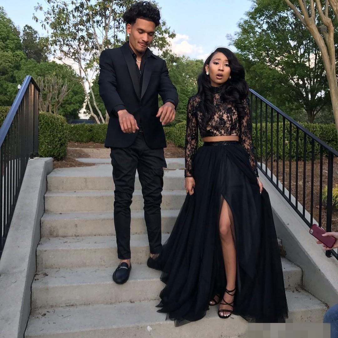 Sexy Black Two Piece Evening Dresses Long Sleeves Side Slit A Line Tulle Lace Formal Occasion Wear Prom Party Gown Custom Made Plus Size, Brown
Sexy Black Two Piece Evening Dresses Long Sleeves Side Slit A Line Tulle Lace Formal Occasion Wear Prom Party Gown Custom Made Plus Size, Brown