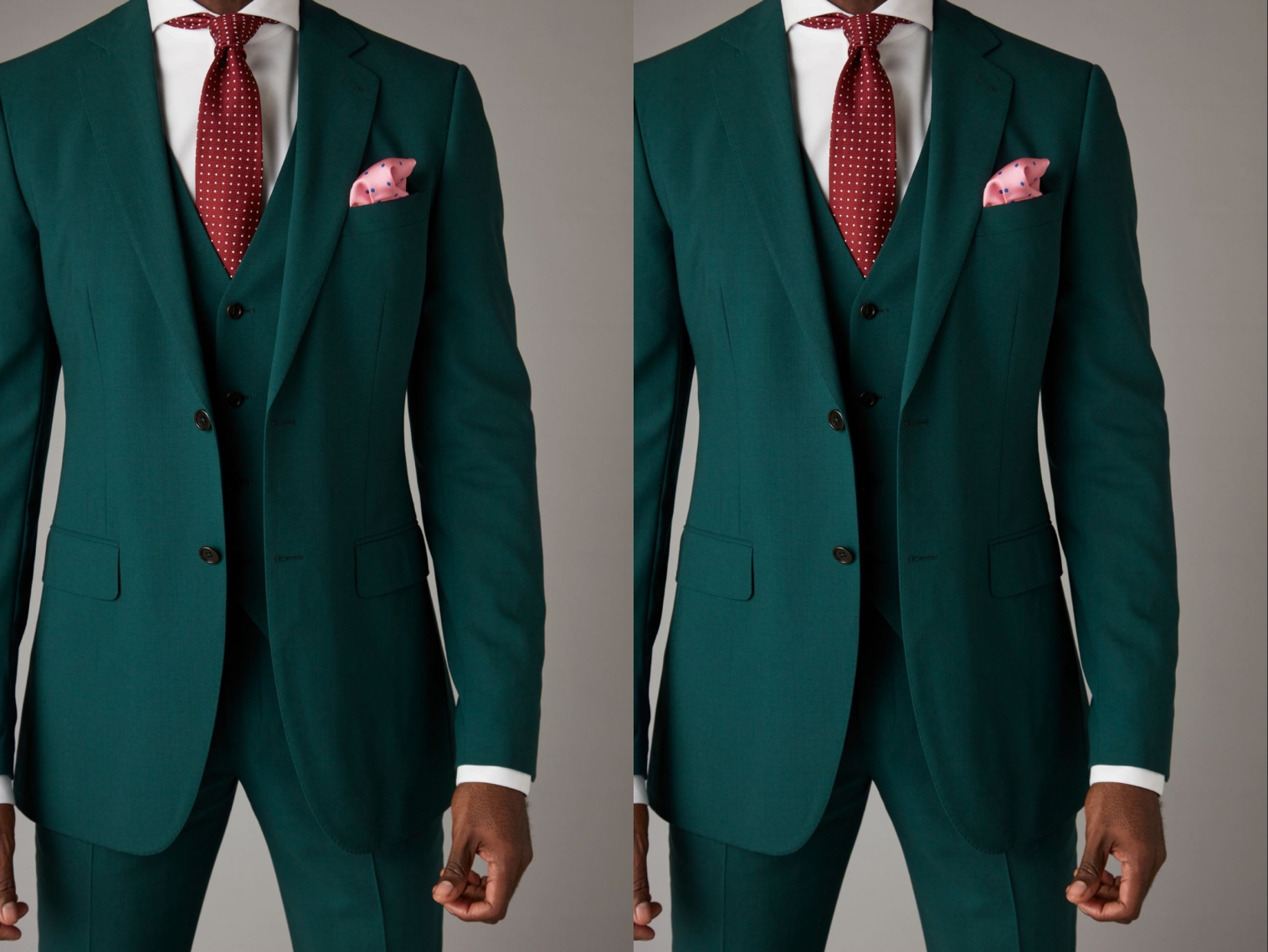 Dark Green Groom Wear Slim Fit Two Button Peaked Lapel Mens Business Formal Prom Tuxedos Best Man Blazer Suit (Jacket+Vest+Pants)