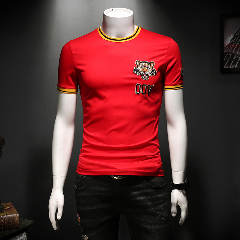 2020 new tide brand tiger head embroidery printing t-shirt men' short-sleeved round neck mercerized cotton half-sleeved t-shirt men, Red
2020 new tide brand tiger head embroidery printing t-shirt men' short-sleeved round neck mercerized cotton half-sleeved t-shirt men, Red
