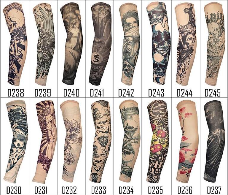 Cheapest Tattoo stretch arm sleeve for men women Outdoor Sport Riding sleeves sunscreen UV protection Elbow armband fashion hip-hop sleeves