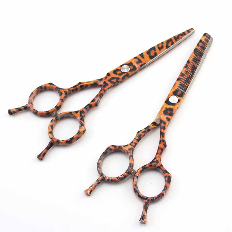 

5.5inch Leopard Painting Hair Cutting Thinning Scissor Symmetry Handle Professional Hairdressing Barber Shear Clipper Tool
