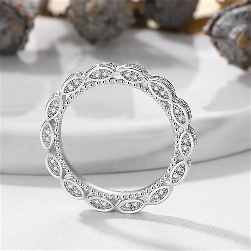 Vintage Fashion Jewelry Baroque Style Real 925 Sterling Silver Pave White Sapphire CZ Diamond Gemstones Women Wedding Bridal Ring Gift