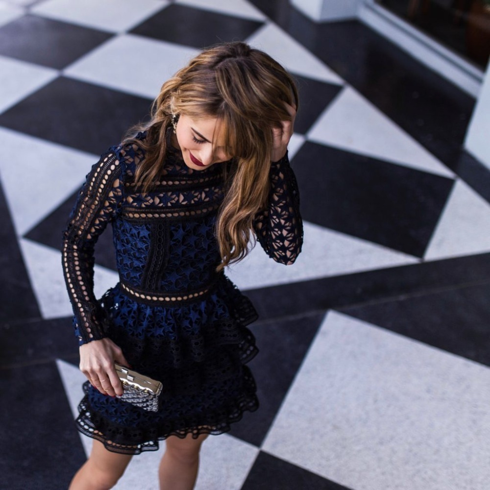 Zawfl High Quality Self Portrait Dress 2019 Women Wear Long Sleeve Cake Layer Elegant Summer Club Dress Robes Femmes Soldes J190601