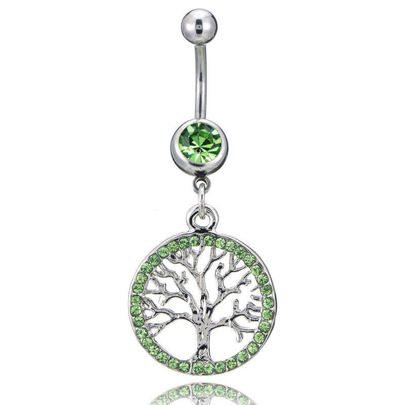 YYJFF D0753 Mix Colors Life-Tree Belly Navel Button Ring 14Ga 10mm Length