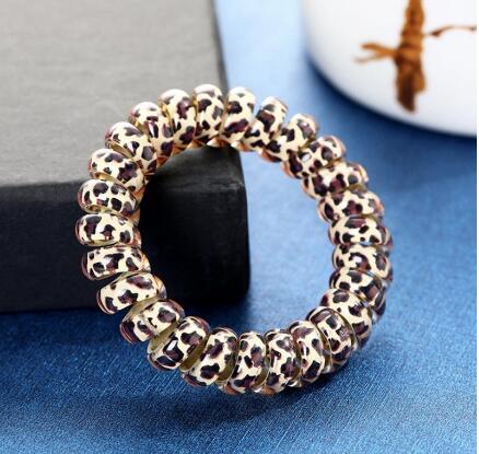 Leopard Hair Bands Spiral Shape Hair Ties Telephone Wire Gum Rubber Hairband Ponytail Hair Rope Children Headwear Accessories 3 Colors