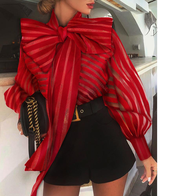 Fashion Office Work Business Blouses and Shirts Women See Through Lantern Sleeve Mesh Shirts Blouse Lace Up Elegant Bow Blusas, Black
Fashion Office Work Business Blouses and Shirts Women See Through Lantern Sleeve Mesh Shirts Blouse Lace Up Elegant Bow Blusas, Black