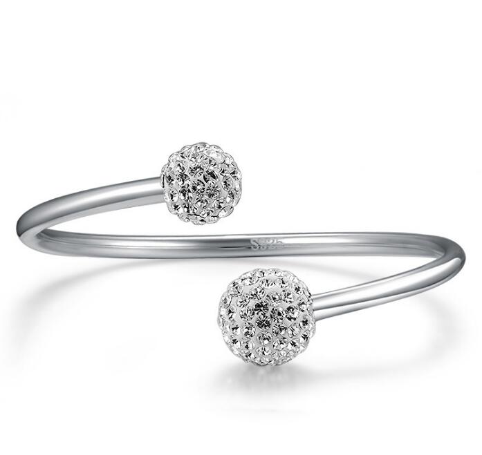 925 sterling silver plated Bangle Bracelets jewelry for women pretty shining crystal ball bracelet bangles vintage open designer, Black
925 sterling silver plated Bangle Bracelets jewelry for women pretty shining crystal ball bracelet bangles vintage open designer, Black