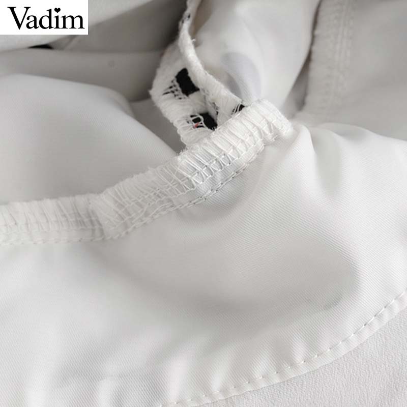 Vadim women polka dot white asymmetrical mini skirt ruffles pleated high waist back zipper female irregular chic skirts BA717