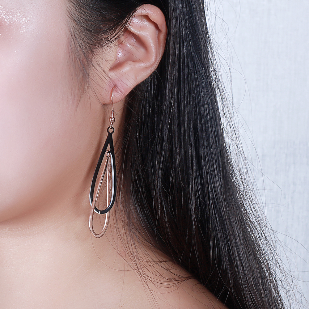 Charm Water Drop Hollow Drop Earrings Jewelry Stainless Steel 14K Gold Plated Earrings Women Girl's Gift