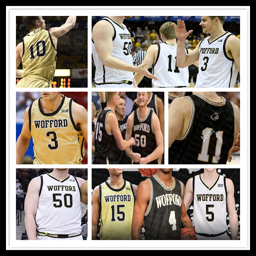 Custom Ncaa Wofford Terriers Basketball Jerseys College MESSIAH JONES TRAY HOLLOWELL TREVOR STUMPE ZION RICHARDSON THEME-LOVE Black Gold