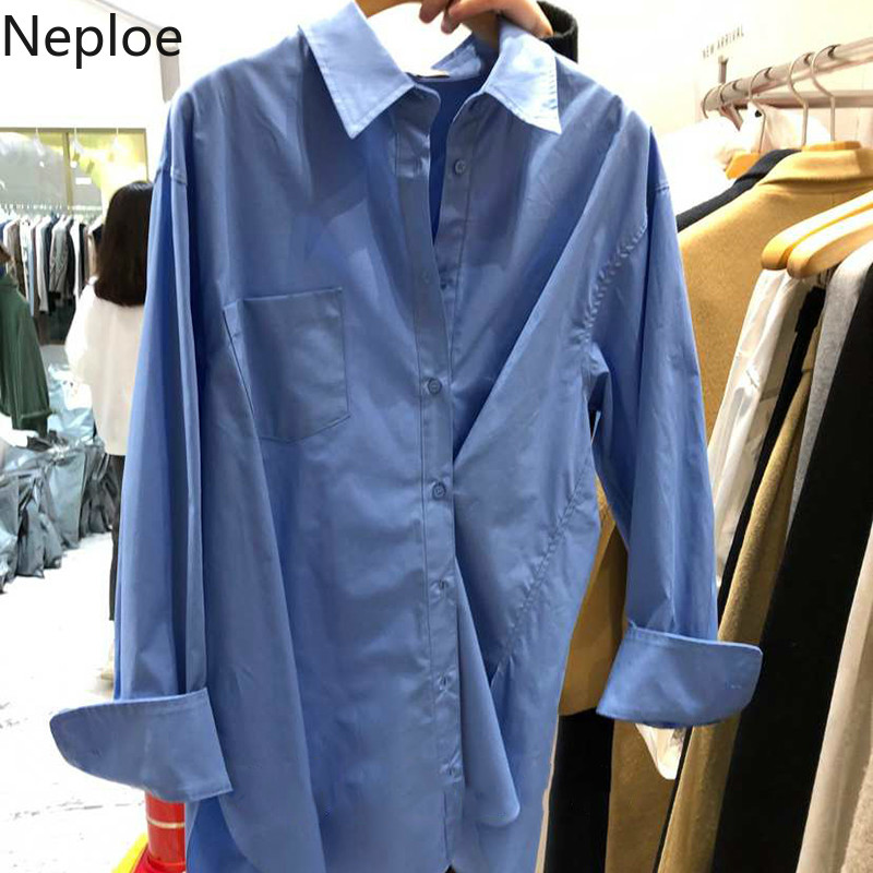 Neploe Solid Simple Women Shirts Spring 2020 Fashion Turn Down Collar Single Breasted Blouse Casual Long Sleeve Female Top 1A108, Blue
Neploe Solid Simple Women Shirts Spring 2020 Fashion Turn Down Collar Single Breasted Blouse Casual Long Sleeve Female Top 1A108, Blue