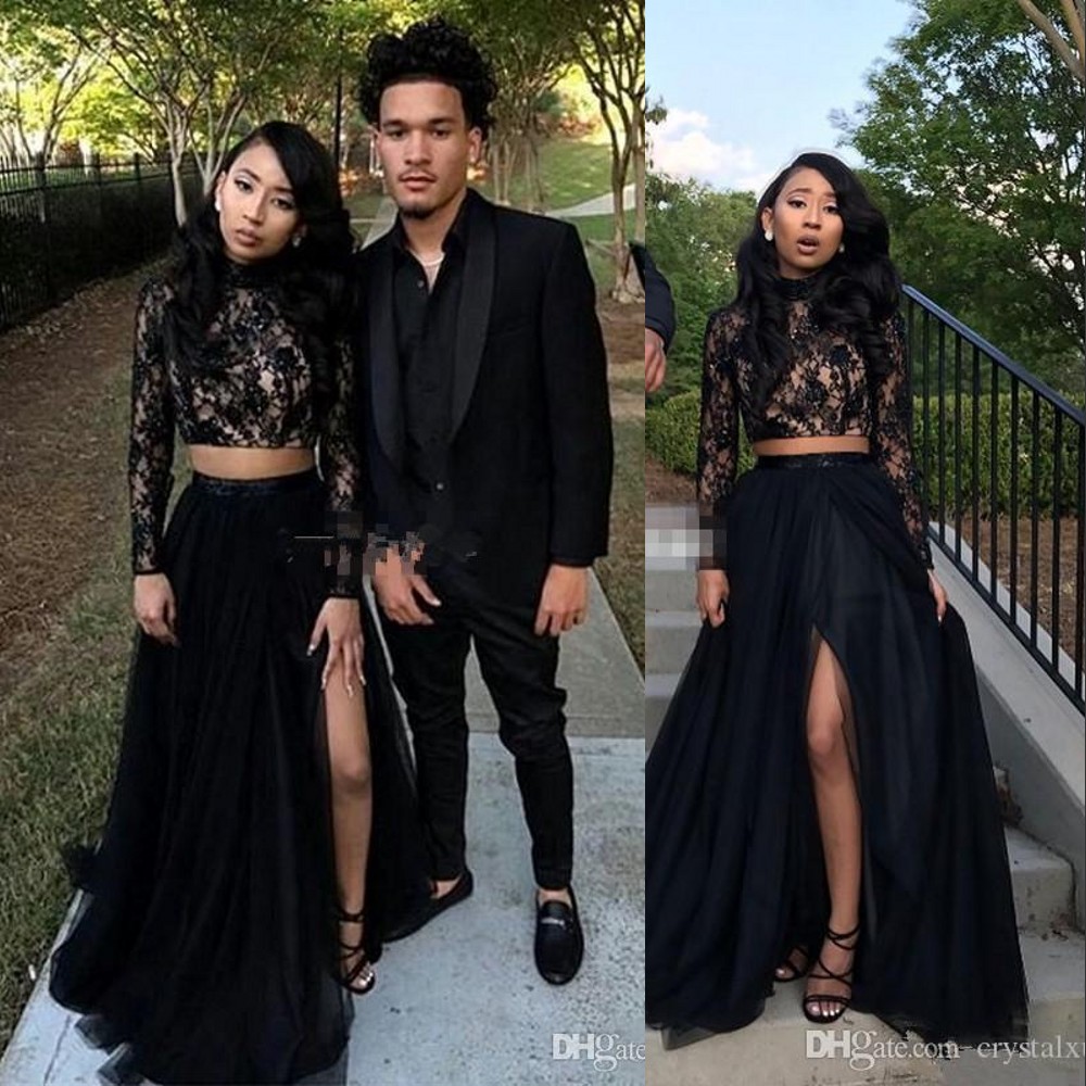 Cheap Sexy Prom Dresses Two Piece Black High Neck Lace Beads Long Sleeves Side Split Tulle Formal Pageant Party Dress Evening Gowns Vestidos, Blue
Cheap Sexy Prom Dresses Two Piece Black High Neck Lace Beads Long Sleeves Side Split Tulle Formal Pageant Party Dress Evening Gowns Vestidos, Blue