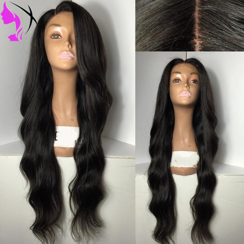 High Temperature Fiber Free Part 360 lace frontal wig Natural Long body Wave Synthetic Lace Front Wig For White Women