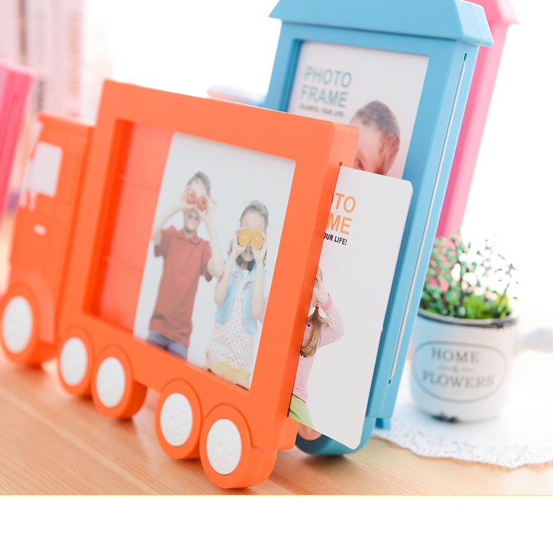 Creative Cartoon Train Picture Frame Children And Babies Picture Frame for Table Plastic 7 inch Picture Frames Wall Hanging3802059