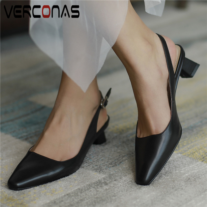 VERCONAS Women Working Shoes Slippers Square Toe Genuine Leather Sandals Thick Heel Fashion Thick Heels Concise Shoes Woman, Black
VERCONAS Women Working Shoes Slippers Square Toe Genuine Leather Sandals Thick Heel Fashion Thick Heels Concise Shoes Woman, Black
