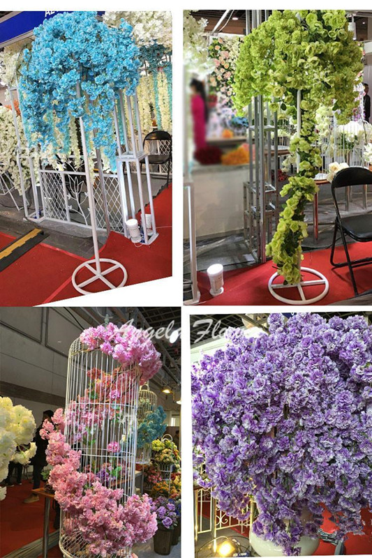 2020 Diy Silk Artificial Cherry Blossoms Branch Flower Silk Wisteria Vines for Home Wedding party Decoration Flower Bouquet 5pcs