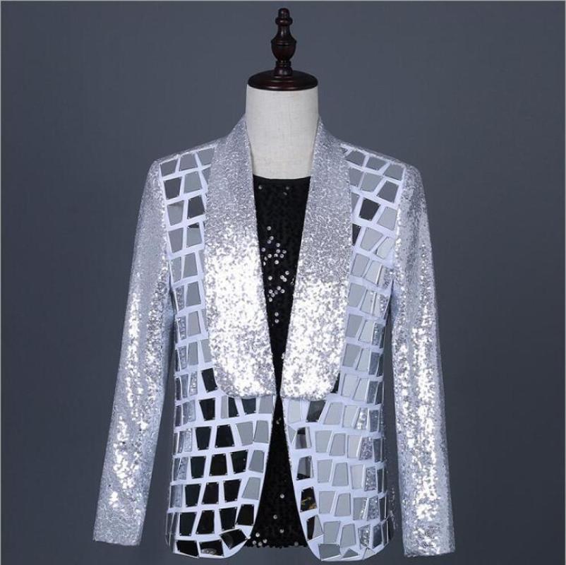 2020 Mens Sequins Patchwork Suit Blazer Jacket Mens DJ Club Stage Single Button Slim Blazer Man Formal Wedding Suit, Silver
2020 Mens Sequins Patchwork Suit Blazer Jacket Mens DJ Club Stage Single Button Slim Blazer Man Formal Wedding Suit, Silver
