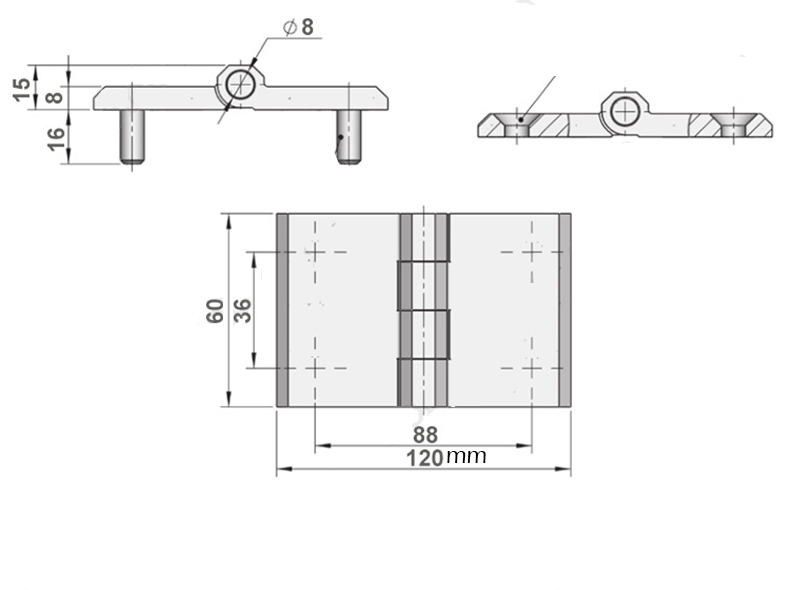 120*60mm distribution Cabinet PS Switch Control box door hinge network instrument case fitting hardware part with screw rod