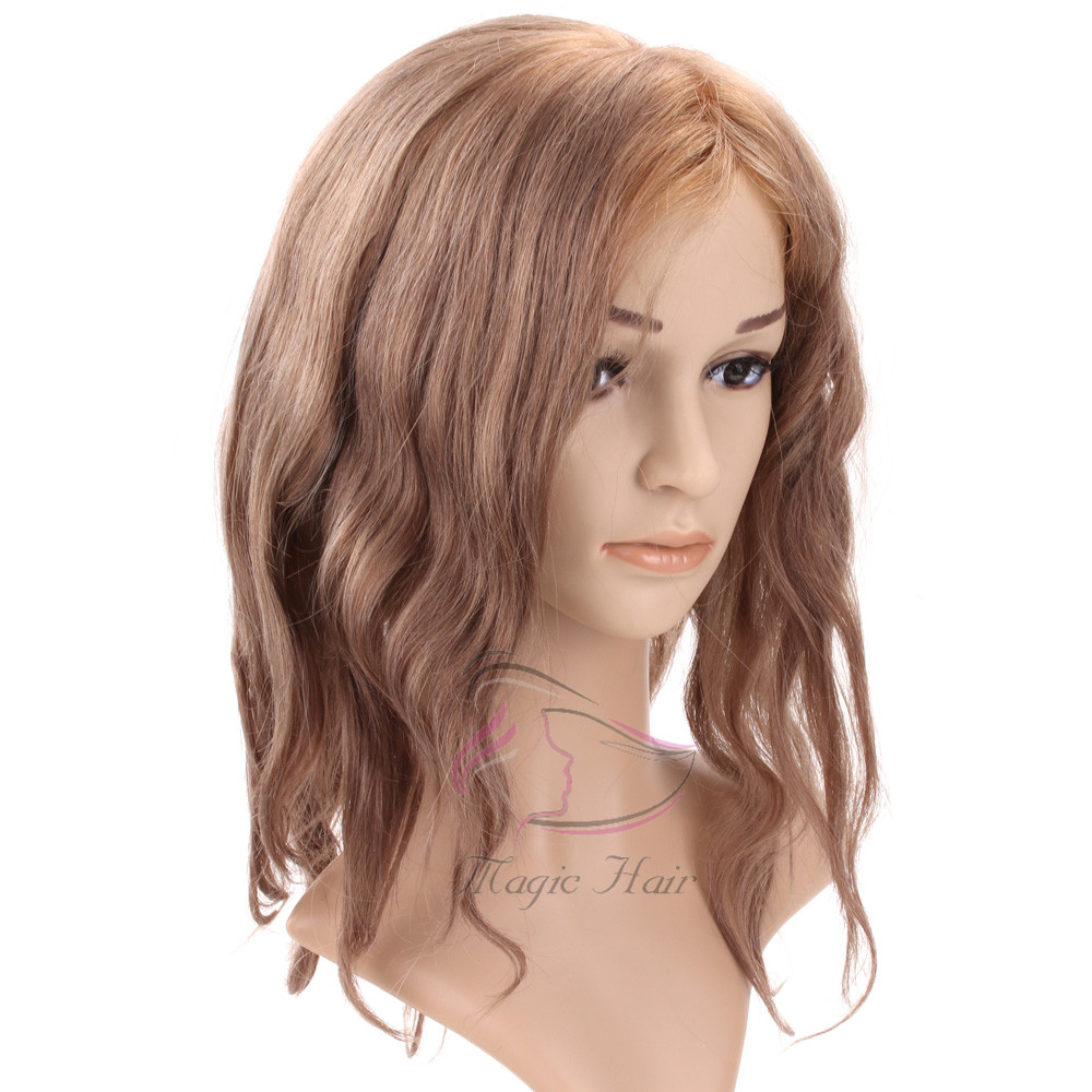 Hot Selling Ash Brown #12 Color Wavy 4x4 Lace Closure Brazilian Human Hair Wig 8inch to 26inch Human Hair Wigs