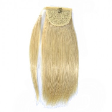 2019 New arrival 140g silky straight white blonde ponytail 613 ,wraps raw virgin human hair ponytail hairpiece top grade
