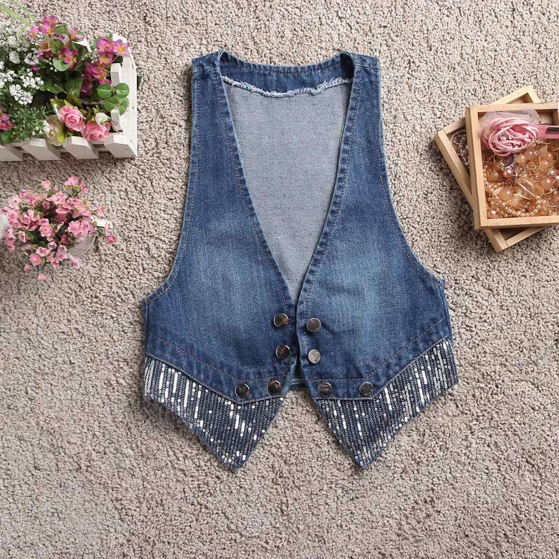 ORINERY 2020 New Spring Sequins Demin V-Neck Sleeveless Vests for Women High Quality Double Breated Blue Coats 2 Colors, Light blue
ORINERY 2020 New Spring Sequins Demin V-Neck Sleeveless Vests for Women High Quality Double Breated Blue Coats 2 Colors, Light blue