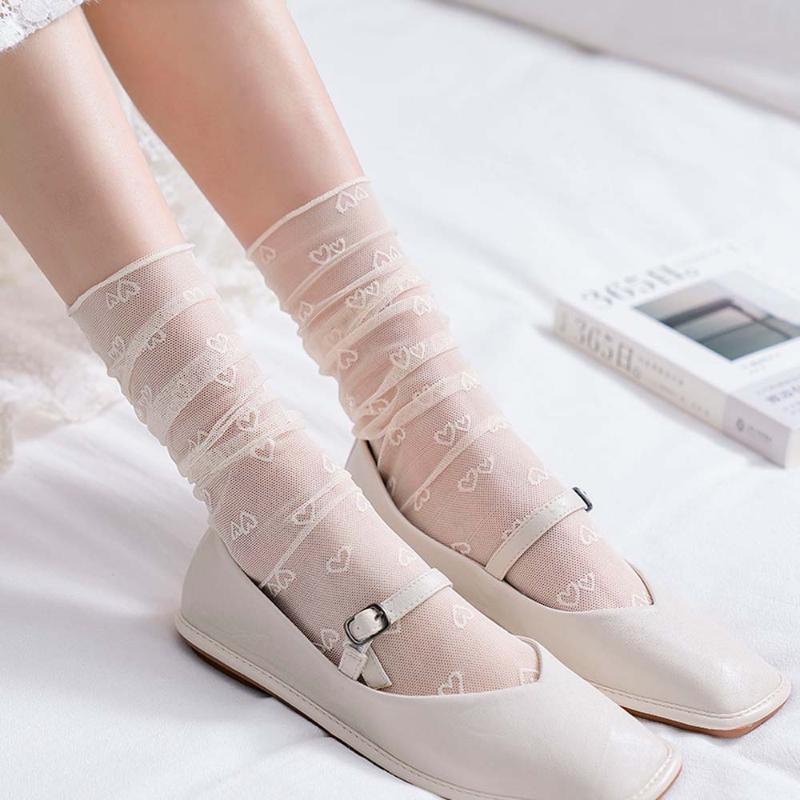 Women Socks Transparent Love Heart Silk Lace Elastic Short Ankle Socks Elegant Ladies Rhinestone Sock See Through Mesh Sock, Beige
Women Socks Transparent Love Heart Silk Lace Elastic Short Ankle Socks Elegant Ladies Rhinestone Sock See Through Mesh Sock, Beige