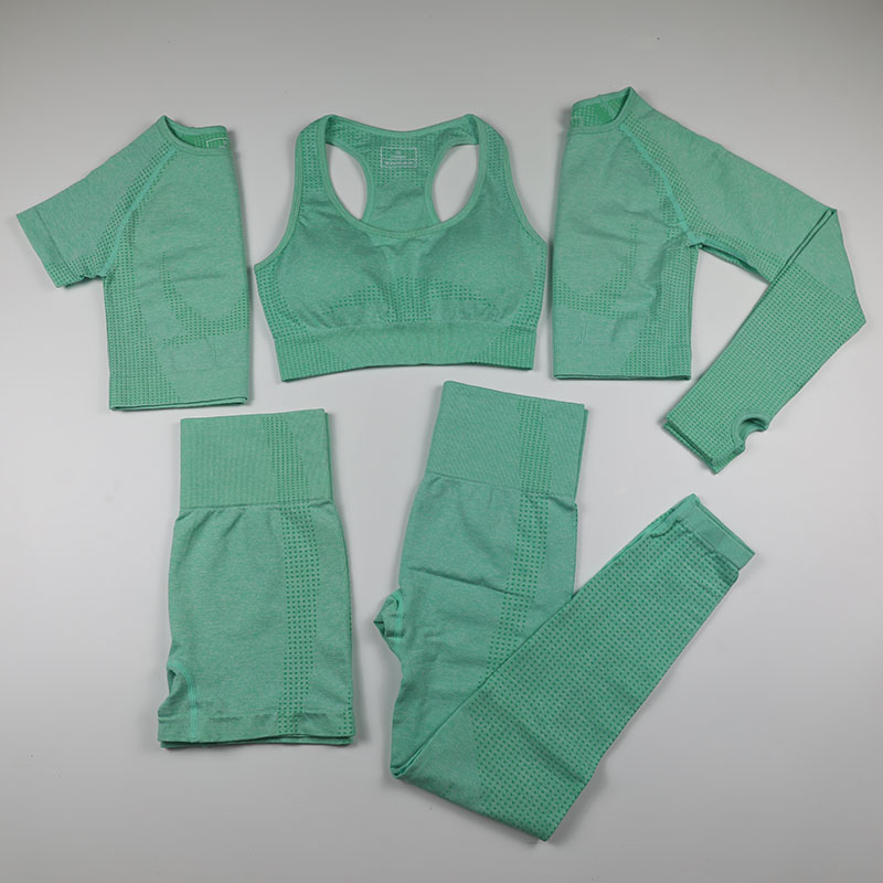 Yoga Outfits 5 Piece Vital Seamless Set Women Workout Sport Wear Gym Clothing Short/Long Sleeve Crop Top High Waist Leggings Sports Suit, Green
Yoga Outfits 5 Piece Vital Seamless Set Women Workout Sport Wear Gym Clothing Short/Long Sleeve Crop Top High Waist Leggings Sports Suit, Green
