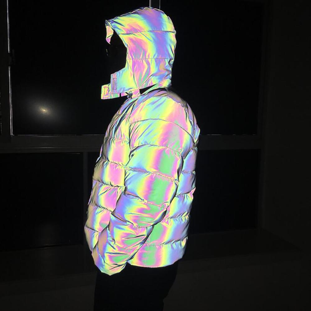 Reflective Winter Thick Cotton Coat Men Reflective Colorful Light Waterproof Windproof Thicken Keep Warm Overcoat Hooded Jacket1