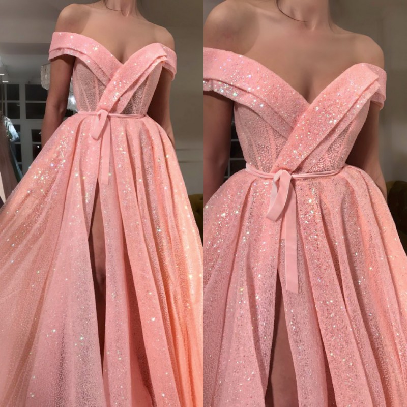Modest A Line Evening Prom Dress Off Shoulder Sleeveless Tulle Lace Sash Party Dress Floor Length Crystal Split robes de soirée, Lavender
Modest A Line Evening Prom Dress Off Shoulder Sleeveless Tulle Lace Sash Party Dress Floor Length Crystal Split robes de soirée, Lavender