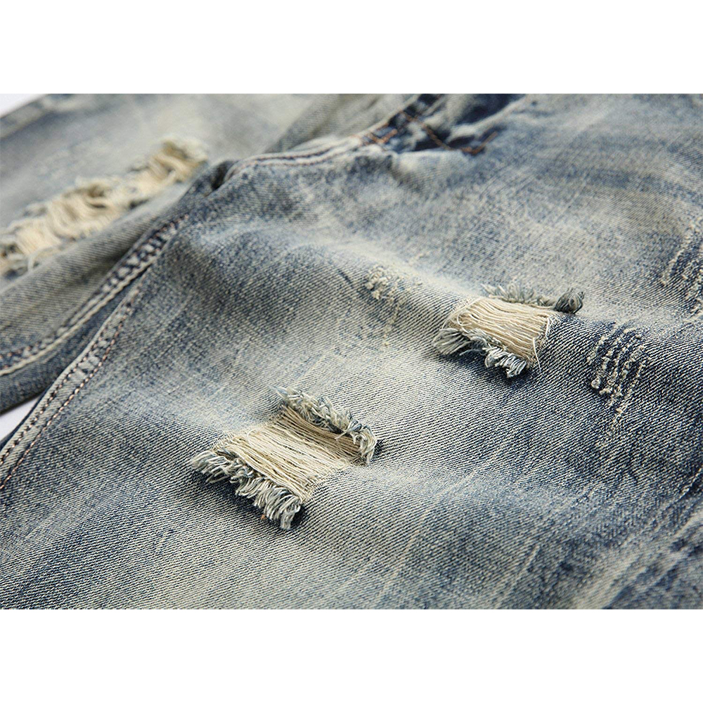 Denim Shorts for Men Jeans Summer Vintage Washed Ripped Distressed Straight Fit Knee Length Casual Jeans Shorts