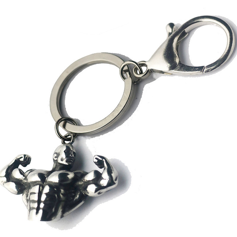 Fashion arm muscles male key chain body-building antique silver key chain