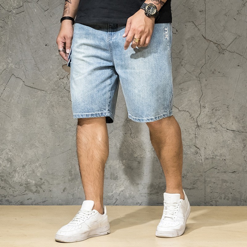 Plus Size 46 Mens Summer Denim Shorts Washed Loose Fit Casual Pockets Streetwear Knee Length Jeans Hip Hop Short Trousers, Light blue
Plus Size 46 Mens Summer Denim Shorts Washed Loose Fit Casual Pockets Streetwear Knee Length Jeans Hip Hop Short Trousers, Light blue