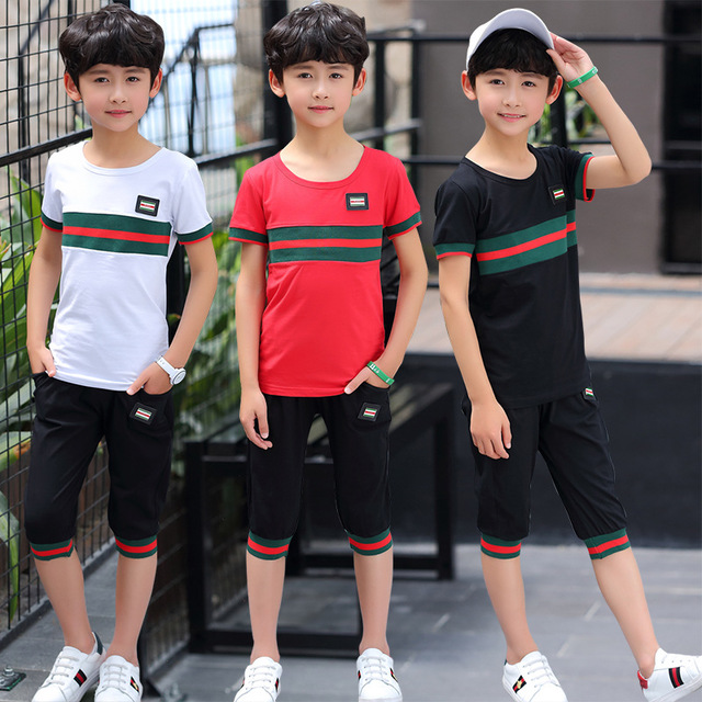 Children's clothing boy casual sports suit T-shirt + shorts fashion big children striped t-shirt summer new black 8-12 years old, White
Children's clothing boy casual sports suit T-shirt + shorts fashion big children striped t-shirt summer new black 8-12 years old, White
