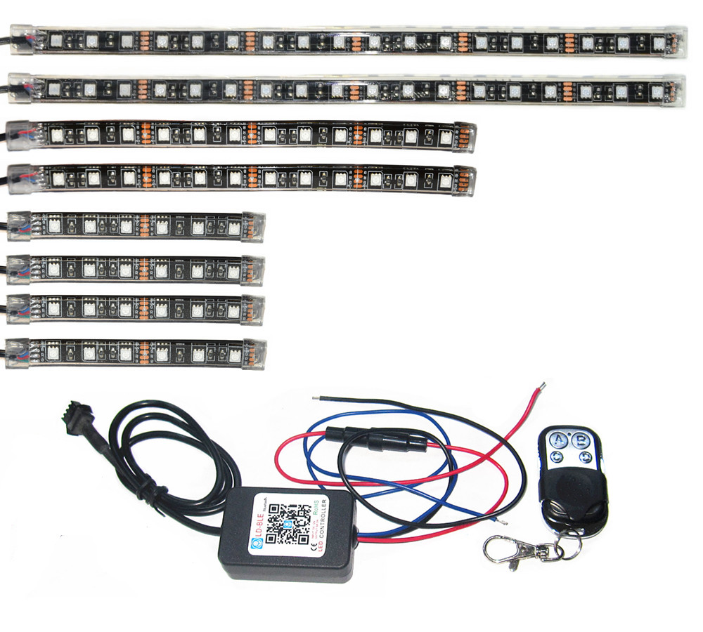 Bluetooth APP Control And Key Chain Control 8pcs Multi Color RGB Super Bright LED Tube Strip Motorcycle ATV Lighting Kits
Bluetooth APP Control And Key Chain Control 8pcs Multi Color RGB Super Bright LED Tube Strip Motorcycle ATV Lighting Kits