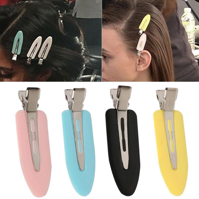 

4pcs Korean Fashion Girls Hair Clips No Bend Seamless Hair Clips Side Bangs Fix Fringe Barrette Solid Color Styling Hairpins, Yellow