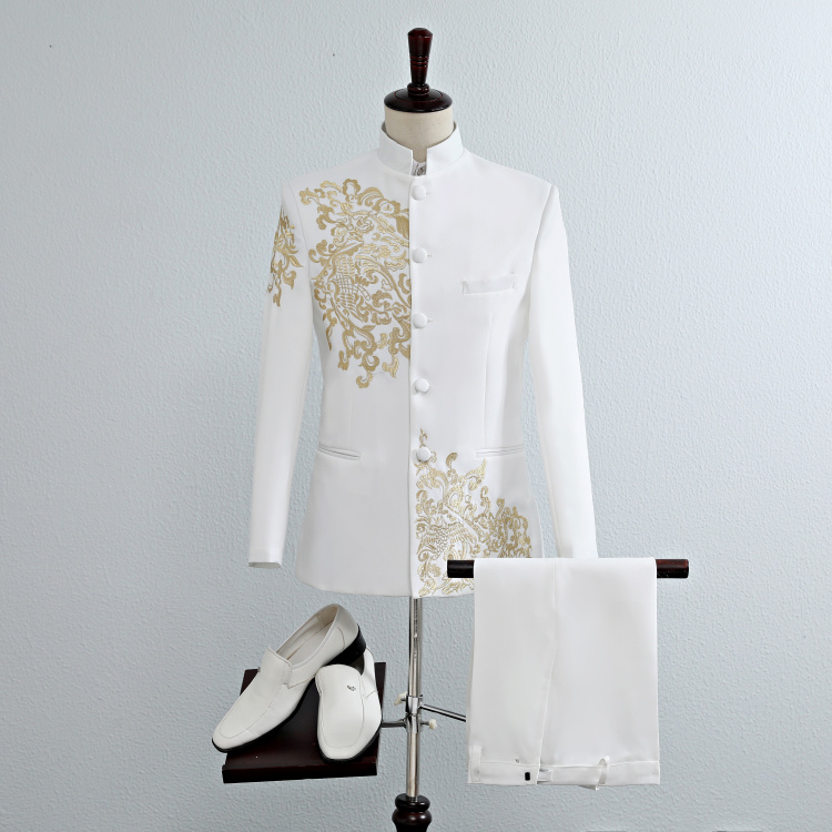 2020 new Men' embroidered stand collar Zhongshan suit Chinese dress Chinese style host stage performance costume Tang suit, Black
2020 new Men' embroidered stand collar Zhongshan suit Chinese dress Chinese style host stage performance costume Tang suit, Black