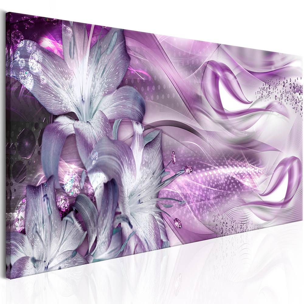 1 Pcs/set Diamond Flowers Purple Lilies Wall Art Decoration Abstract Modern Flowers Canvas Painting Gifts for Love