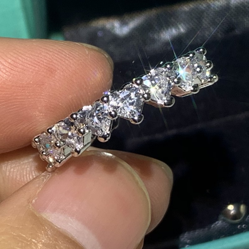 2PCS Couple Rings Luxury Jewelry 925 Sterling Silver Pear Cut White Topaz CZ Diamond Gemstones Women Wedding Bridal Ring Set For Lover Gift
