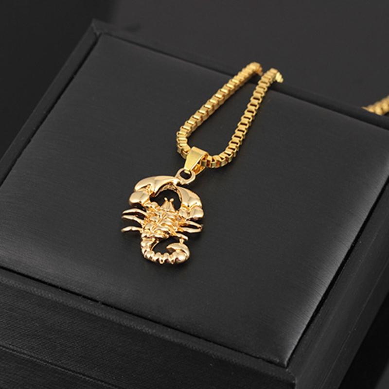 Personality Scorpio Long Chain Gold Color Scorpion Pendant Necklace For Men Punk Rock Necklace Hip Hop Jewelry Gift