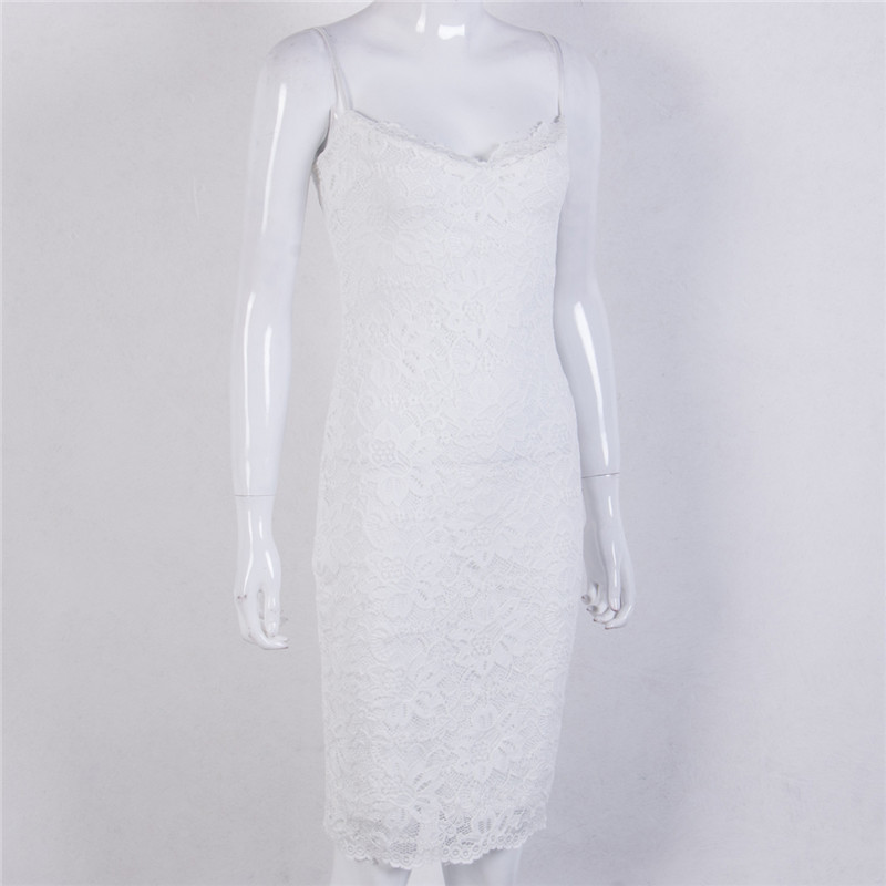 Sexy Summer Lace Elegant Party Bodycon Dress For Women V-neck Spaghetti Strap Knee-length Women's Dresses Vestidos De Fiesta C19041701