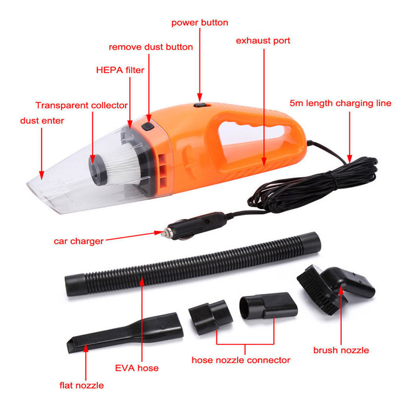 5 in 1 Portable Handheld Car Vacuum Cleaner Wet Dry Dual Used For Auto Home Office